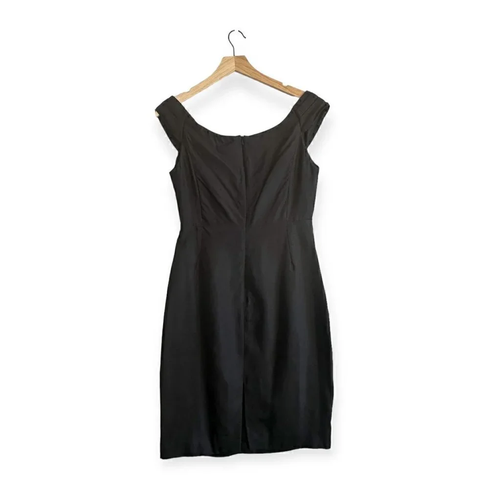 New with Tags,‎ Black Halo Silk Sleeveless Pleated Sheath Dress, Size 8, Black - Picture 2 of 15
